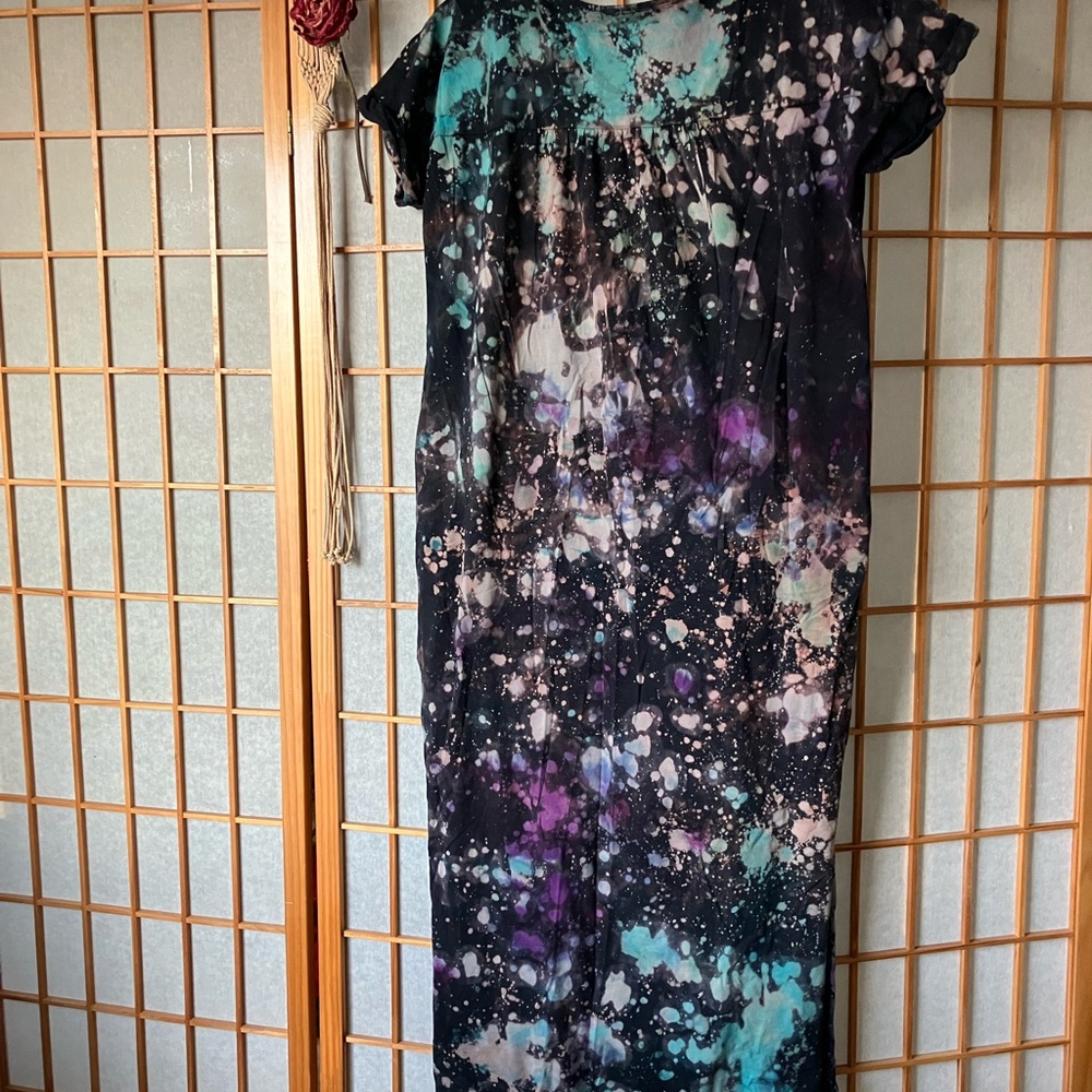 OOAK Handmade Tie Dye! Small 100% Cotton T-Shirt Maxi Dress With Pockets - Picture 6 of 8